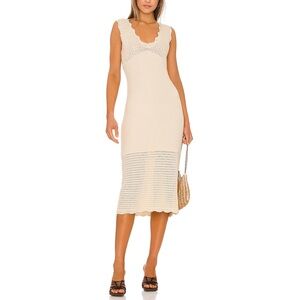 PAIGE - Opal Ecru Knit Crochet Sleeveless
Midi Dress